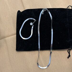 Silvertone snake chain 16” and 7”bracelet bundle